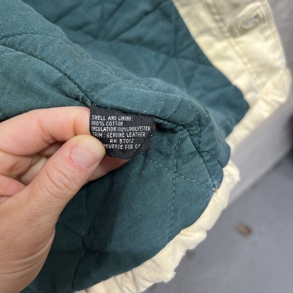 Mirage Vtg 90s Canvas Chore Coat Quilted Lined Faded Distressed Leather Collar - Picture 9 of 10